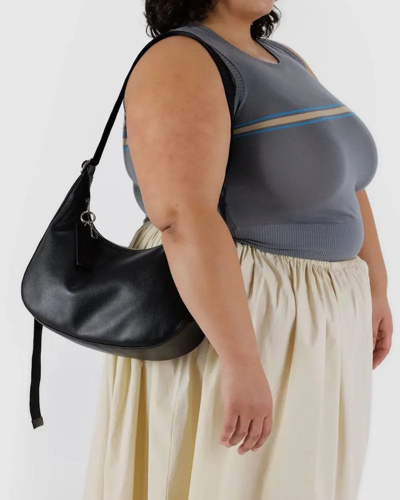 Medium Crescent Black Leather Bag