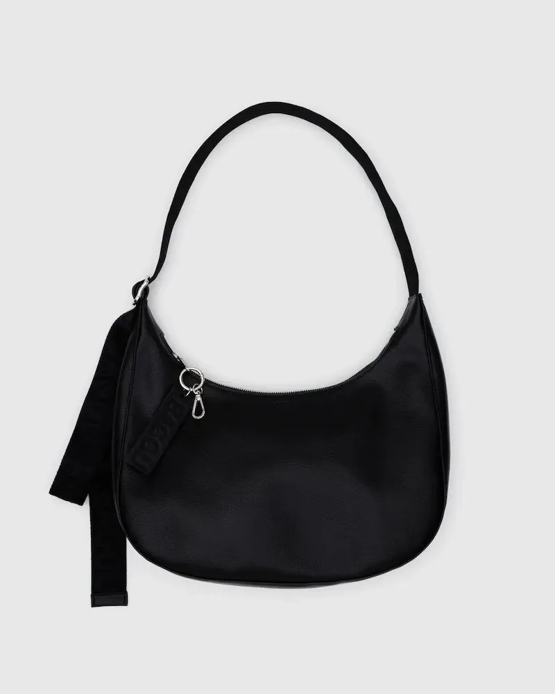 Medium Crescent Black Leather Bag