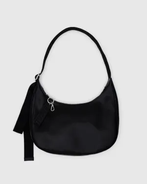 Medium Crescent Black Leather Bag