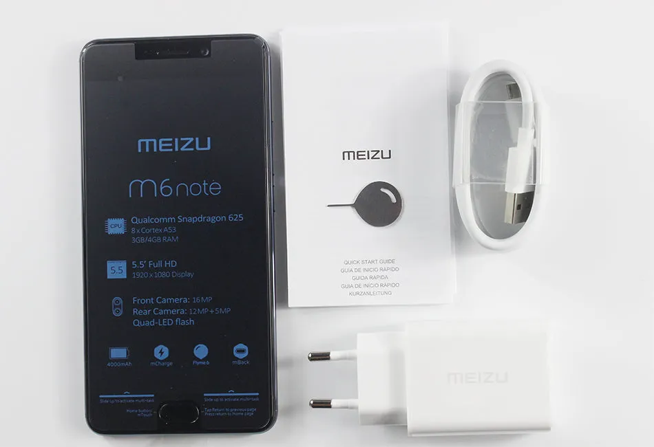 Meizu NOTE6 LTE Mobile Phone - 3GB RAM, 16GB ROM, 4G, Octa Core, 5.5 Inch, 4000mAh, Fingerprint ID - Black