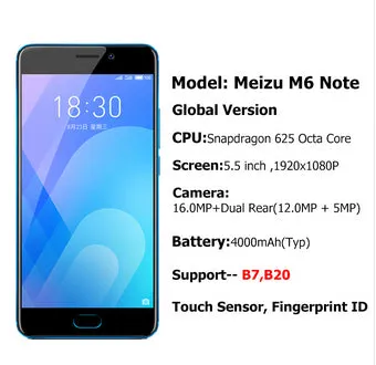 Meizu NOTE6 LTE Mobile Phone - 3GB RAM, 16GB ROM, 4G, Octa Core, 5.5 Inch, 4000mAh, Fingerprint ID - Black