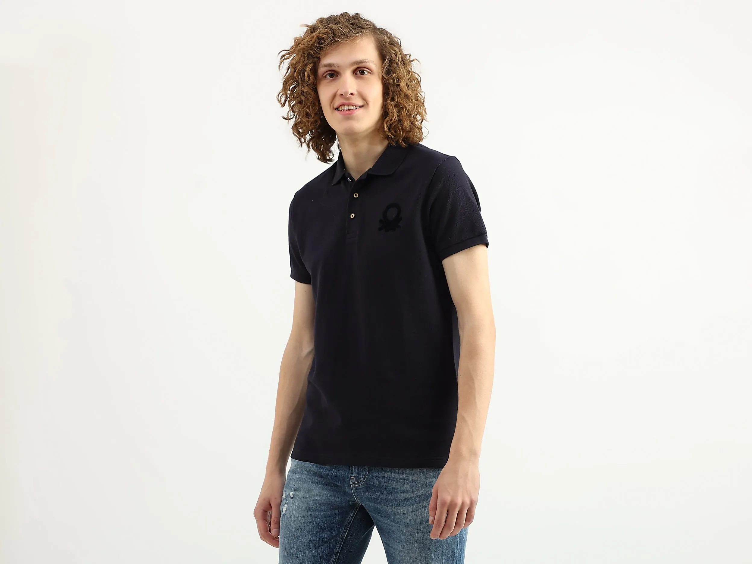Men Solid Polo Collar T-Shirt