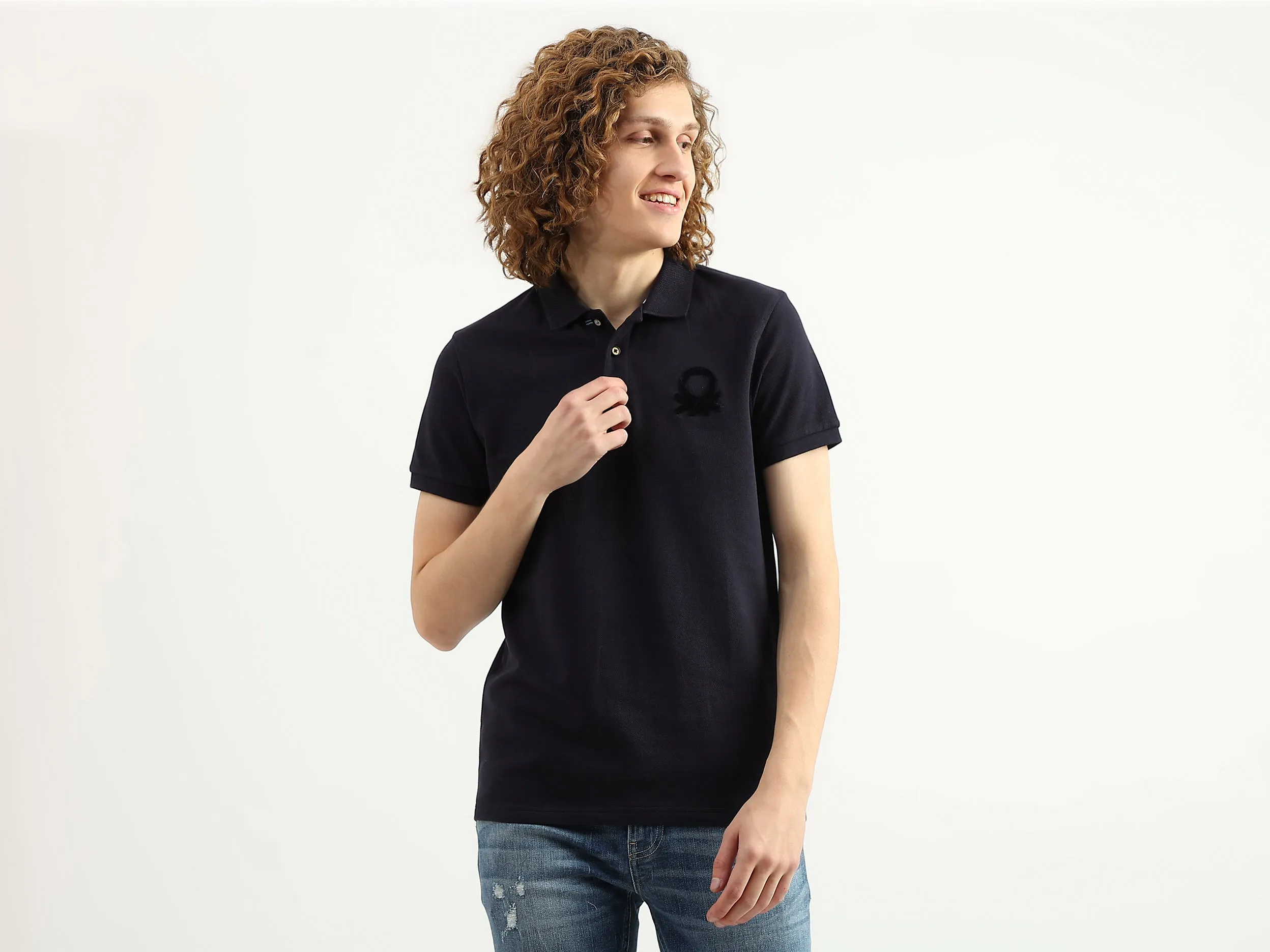 Men Solid Polo Collar T-Shirt