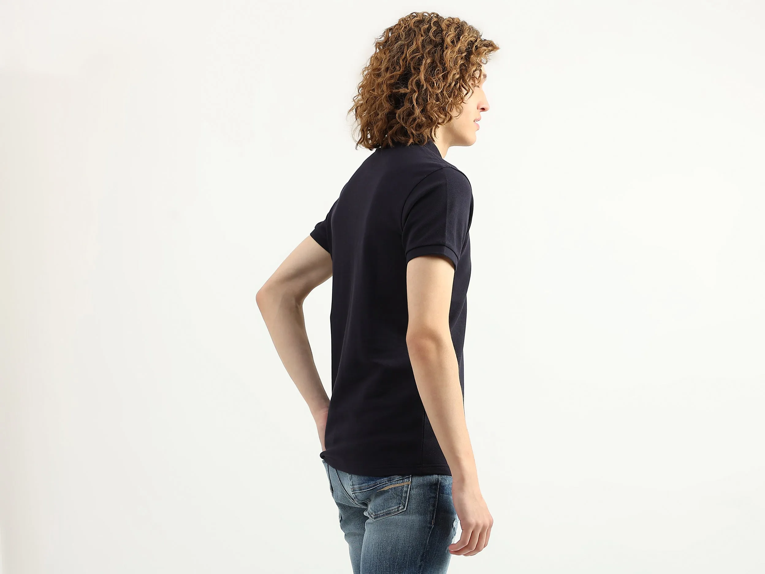 Men Solid Polo Collar T-Shirt