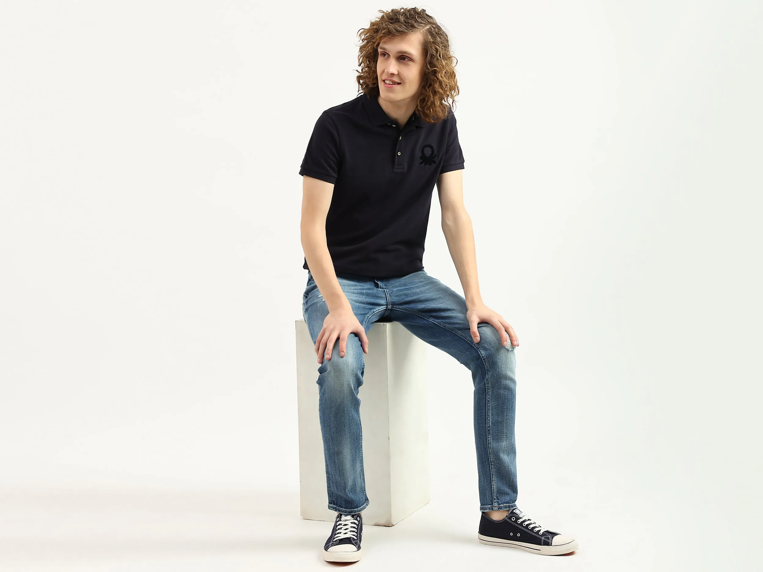 Men Solid Polo Collar T-Shirt