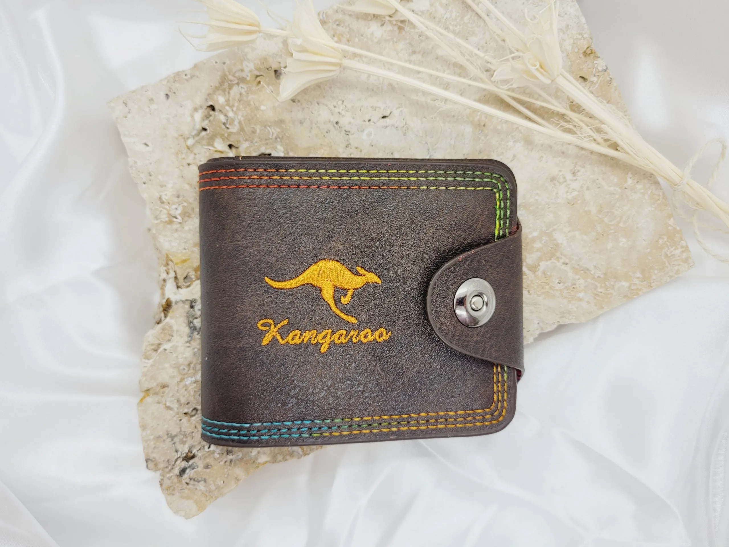 Mens Australian Animal Embroidered PU Leather Wallet