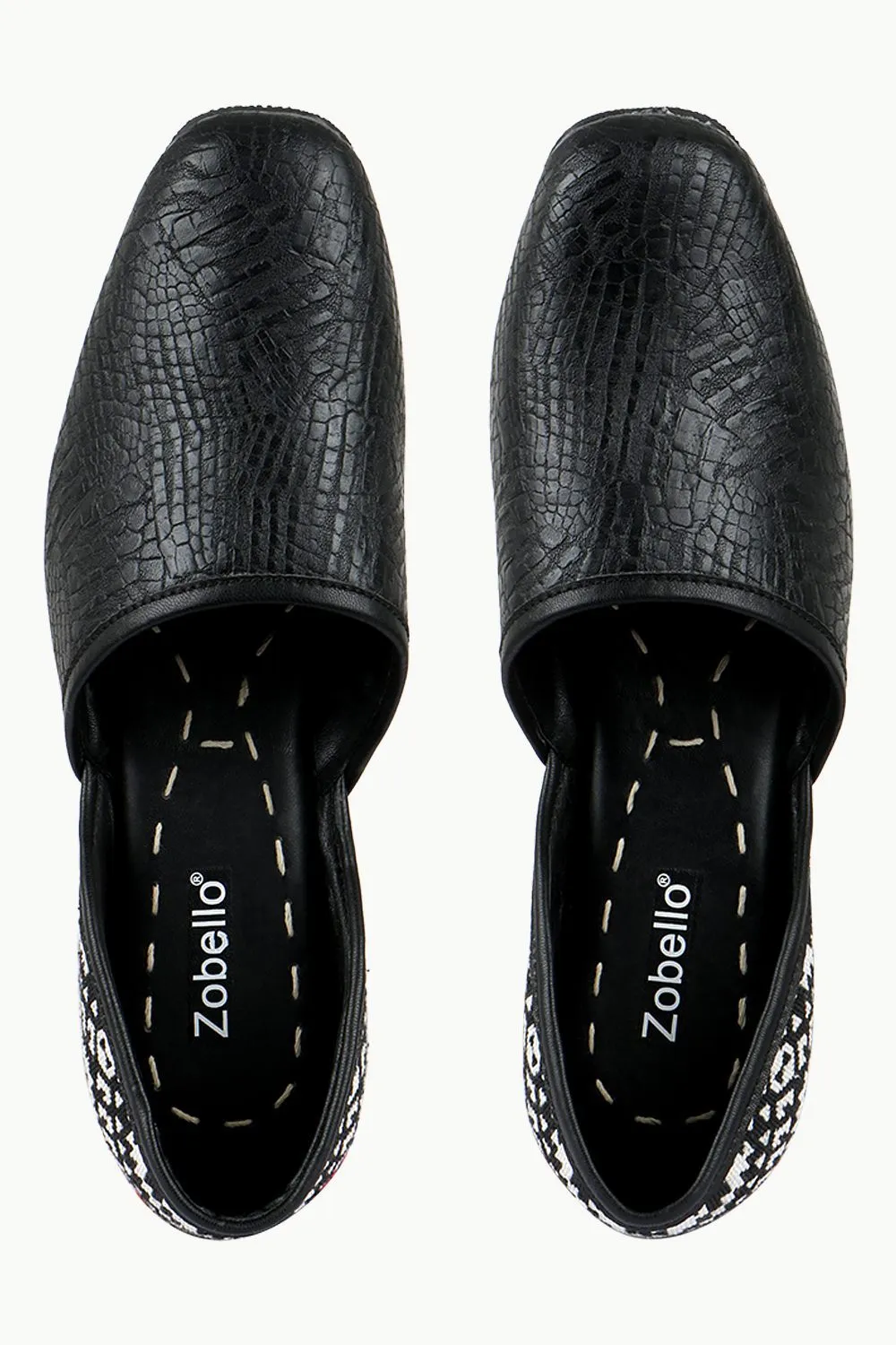 Men's Faux Leather Black Juttis