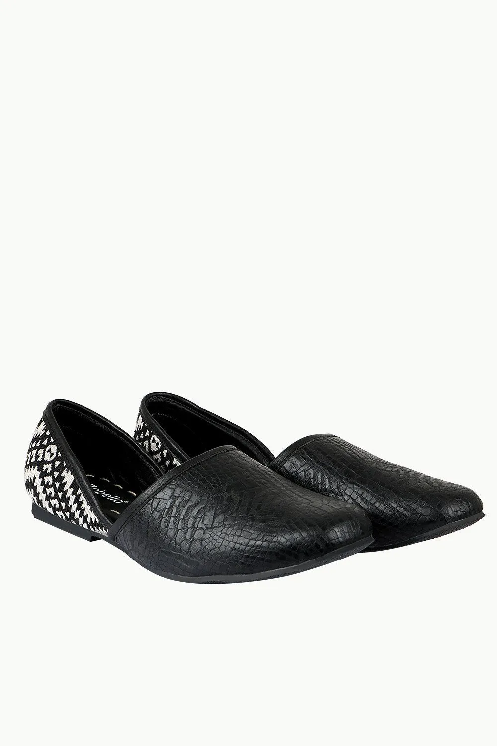 Men's Faux Leather Black Juttis