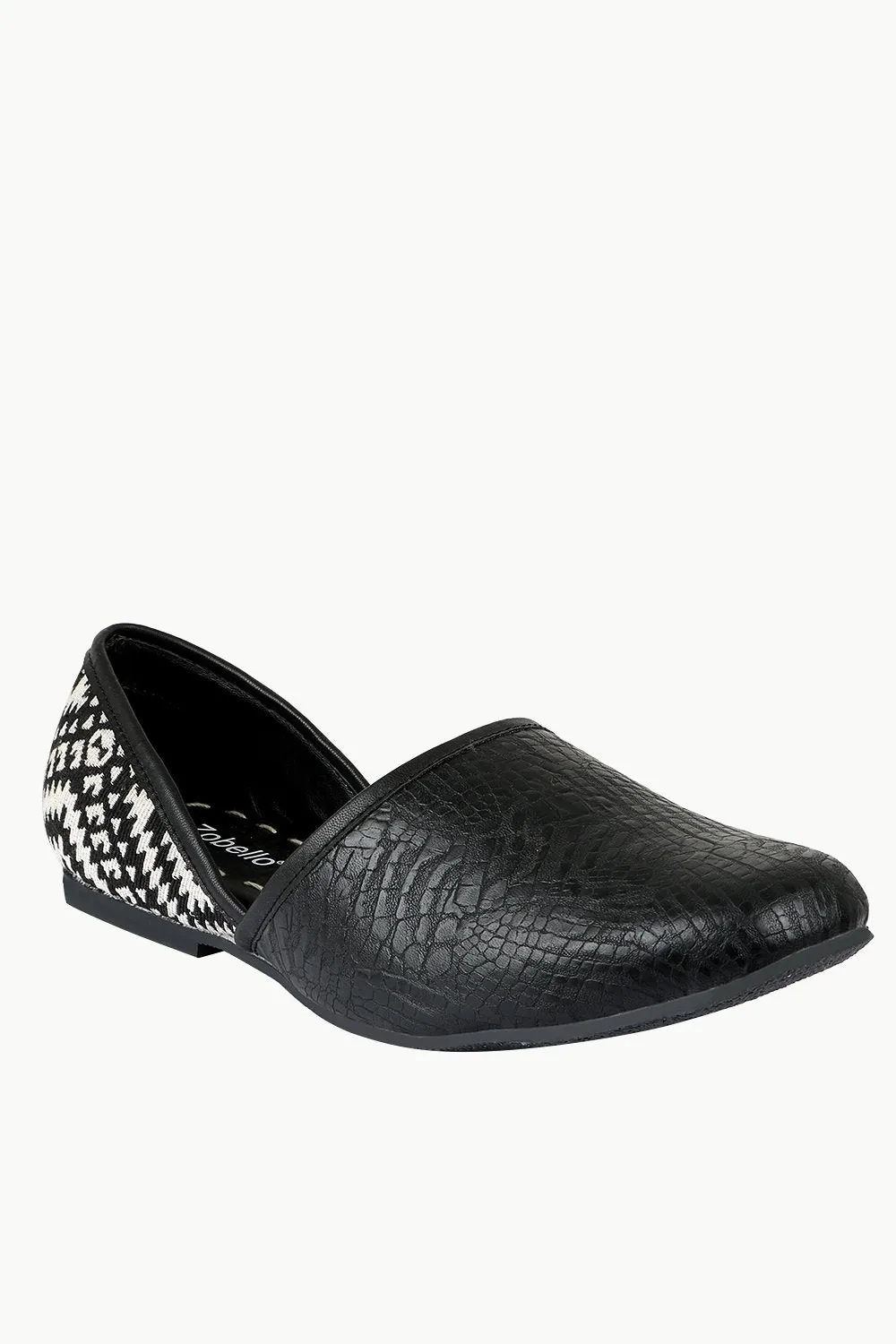 Men's Faux Leather Black Juttis
