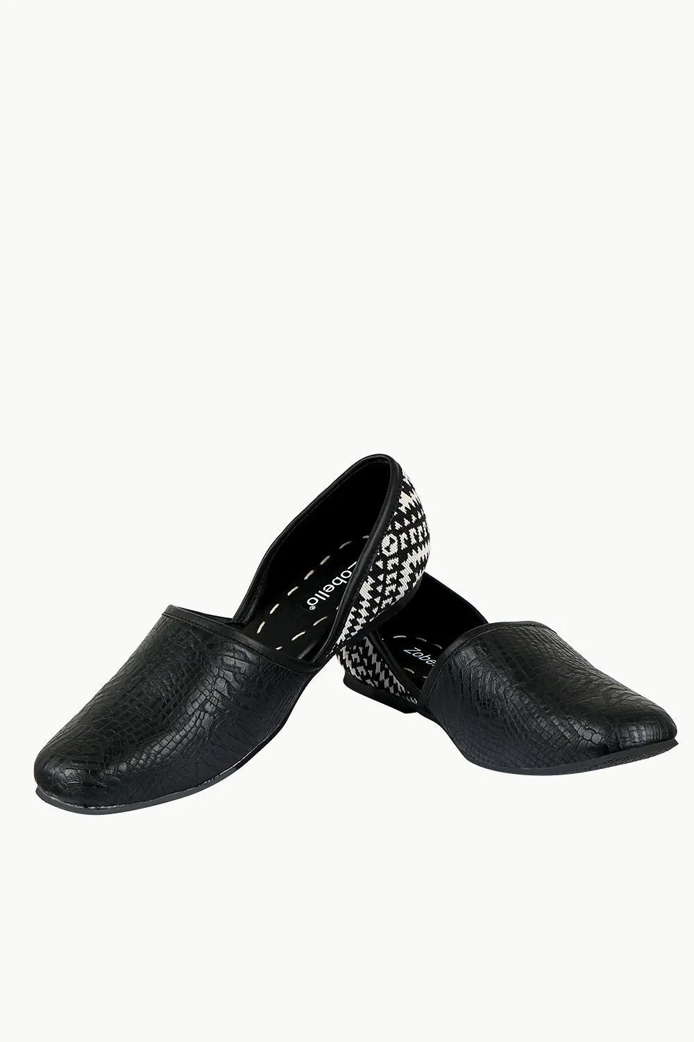 Men's Faux Leather Black Juttis