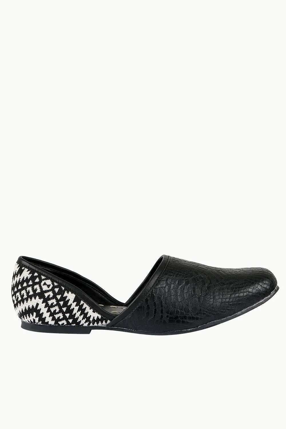 Men's Faux Leather Black Juttis