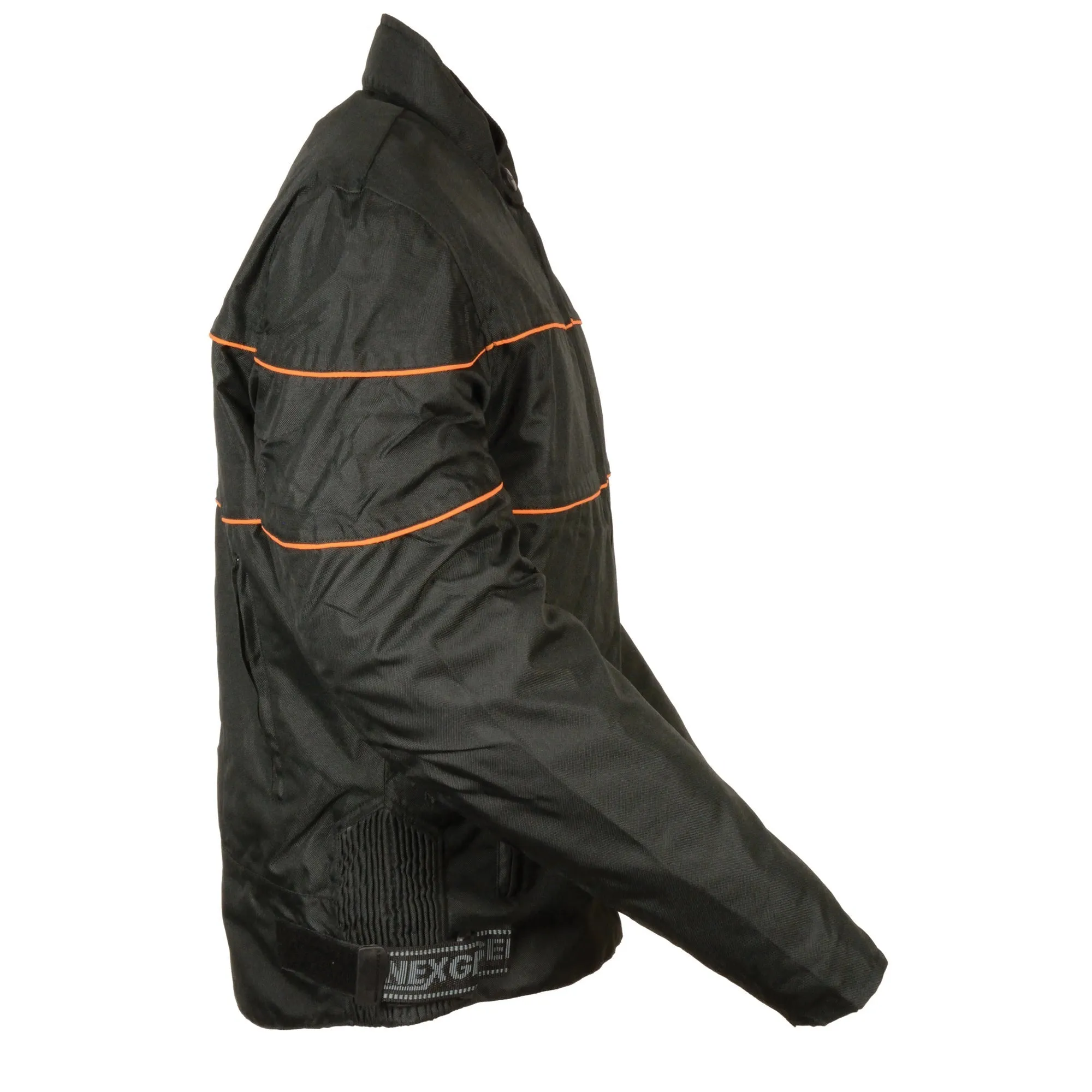Men's Scooter Style Textile Jacket w/ Orange Stripes