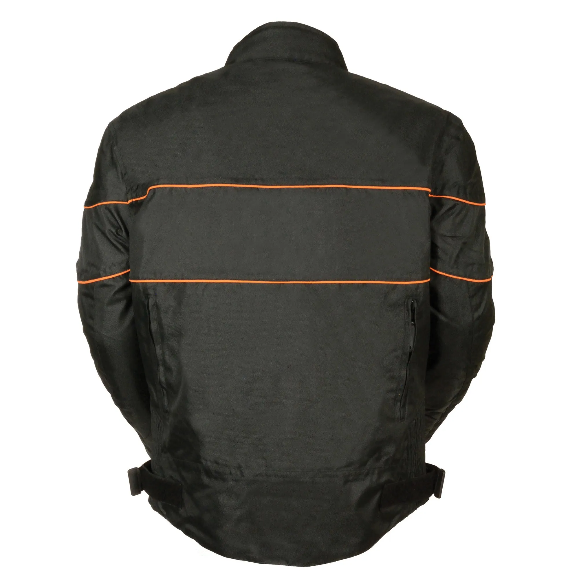 Men's Scooter Style Textile Jacket w/ Orange Stripes