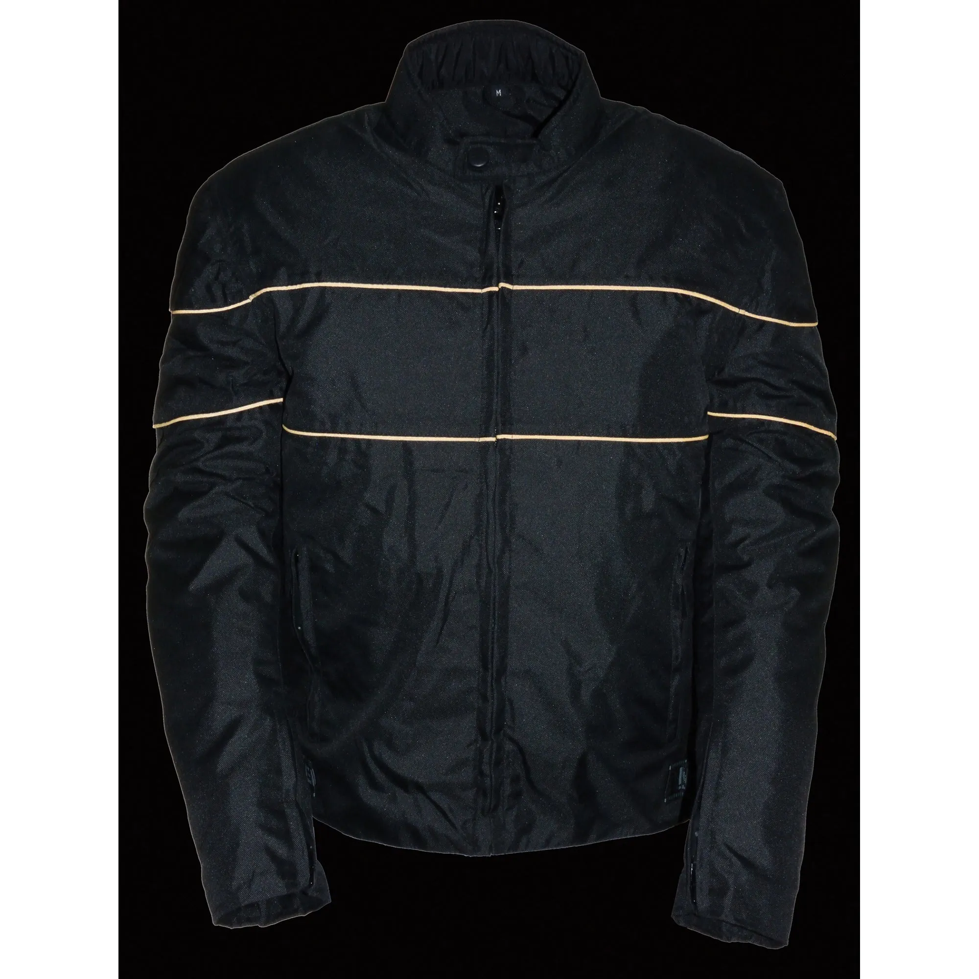 Men's Scooter Style Textile Jacket w/ Orange Stripes