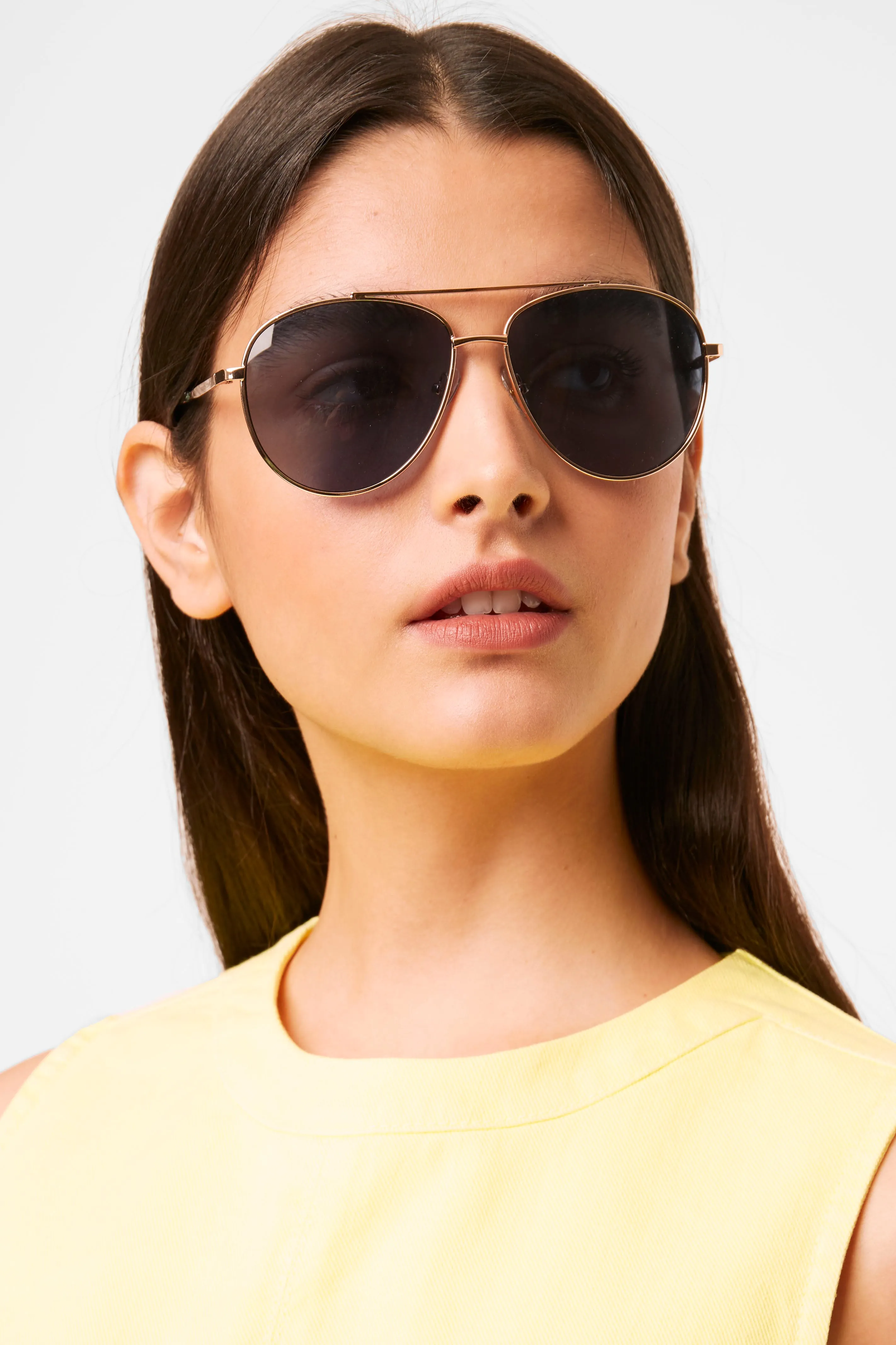 Metal D Frame Aviator Sunglasses