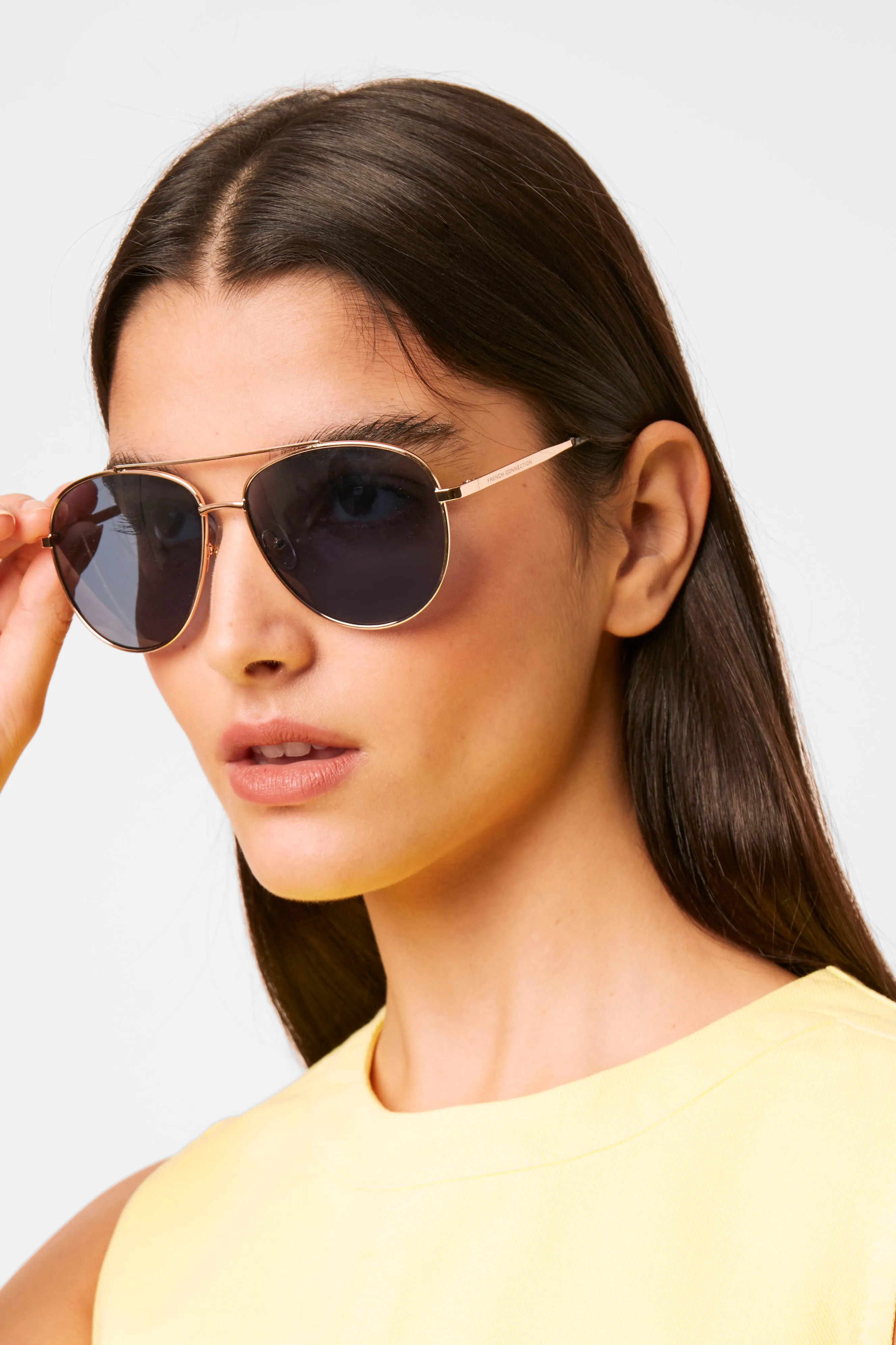 Metal D Frame Aviator Sunglasses