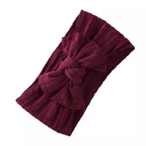 Mia Cable Knit Bow Headwrap - Burgundy