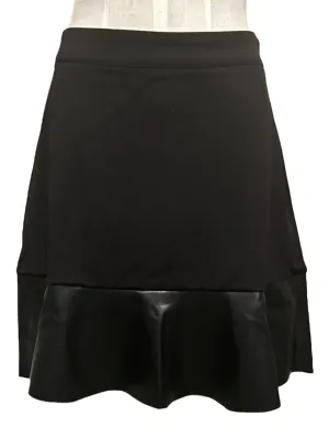 Michael Kors Size L Black Faux Leather Ruffle Skirt