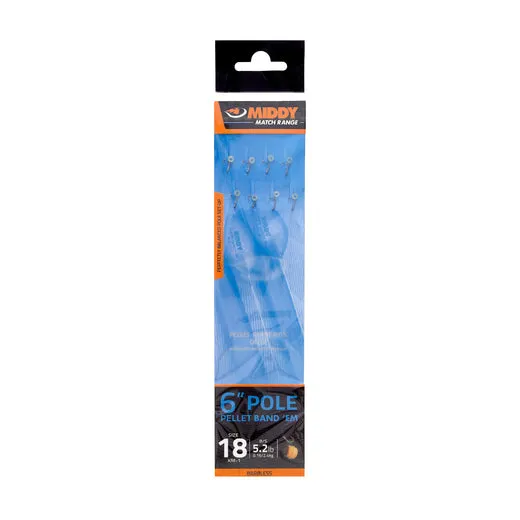 MIDDY Pole Pellet Band'Em Barbless Hair Rig (8pc pkt)