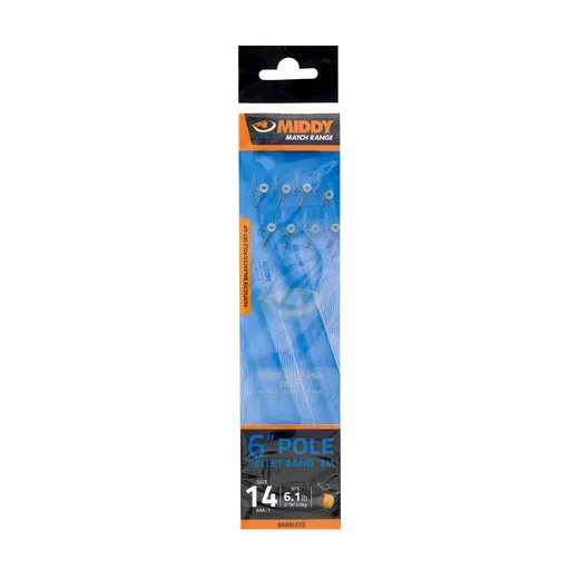MIDDY Pole Pellet Band'Em Barbless Hair Rig (8pc pkt)