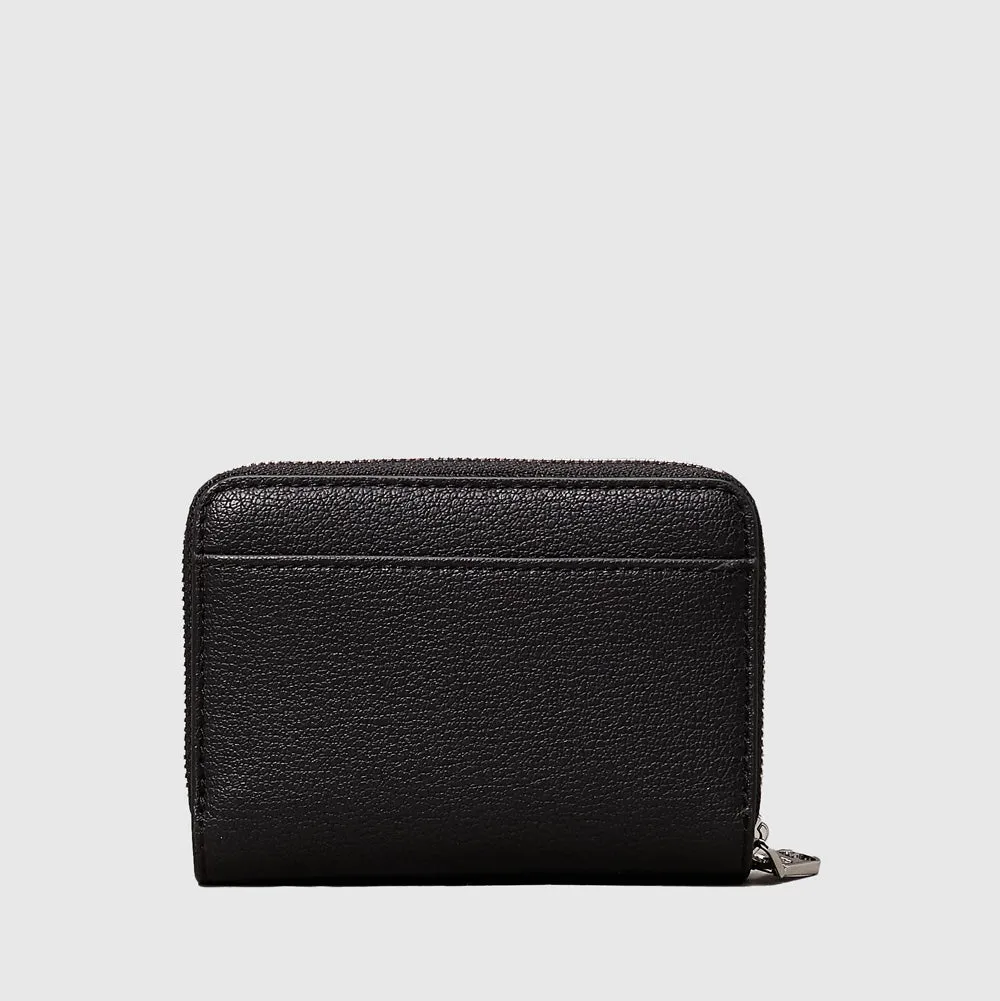 Minimal Monogram Zip Wallet - Black