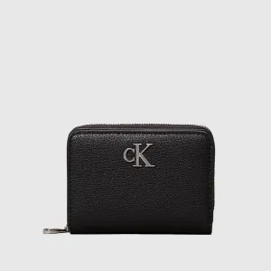 Minimal Monogram Zip Wallet - Black