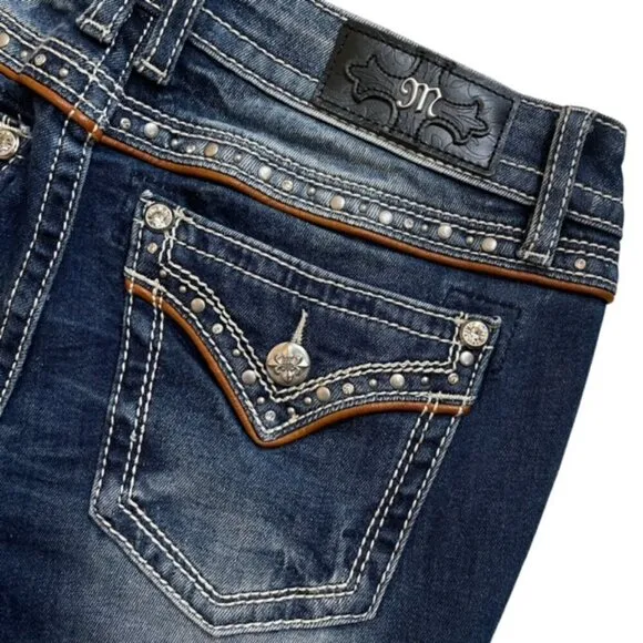 MISS ME Chloe Embellished Bootcut Jeans - Size 28
