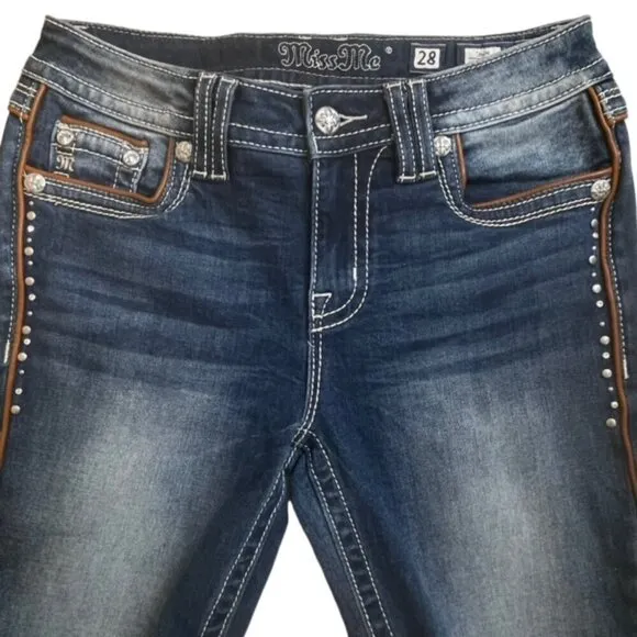MISS ME Chloe Embellished Bootcut Jeans - Size 28