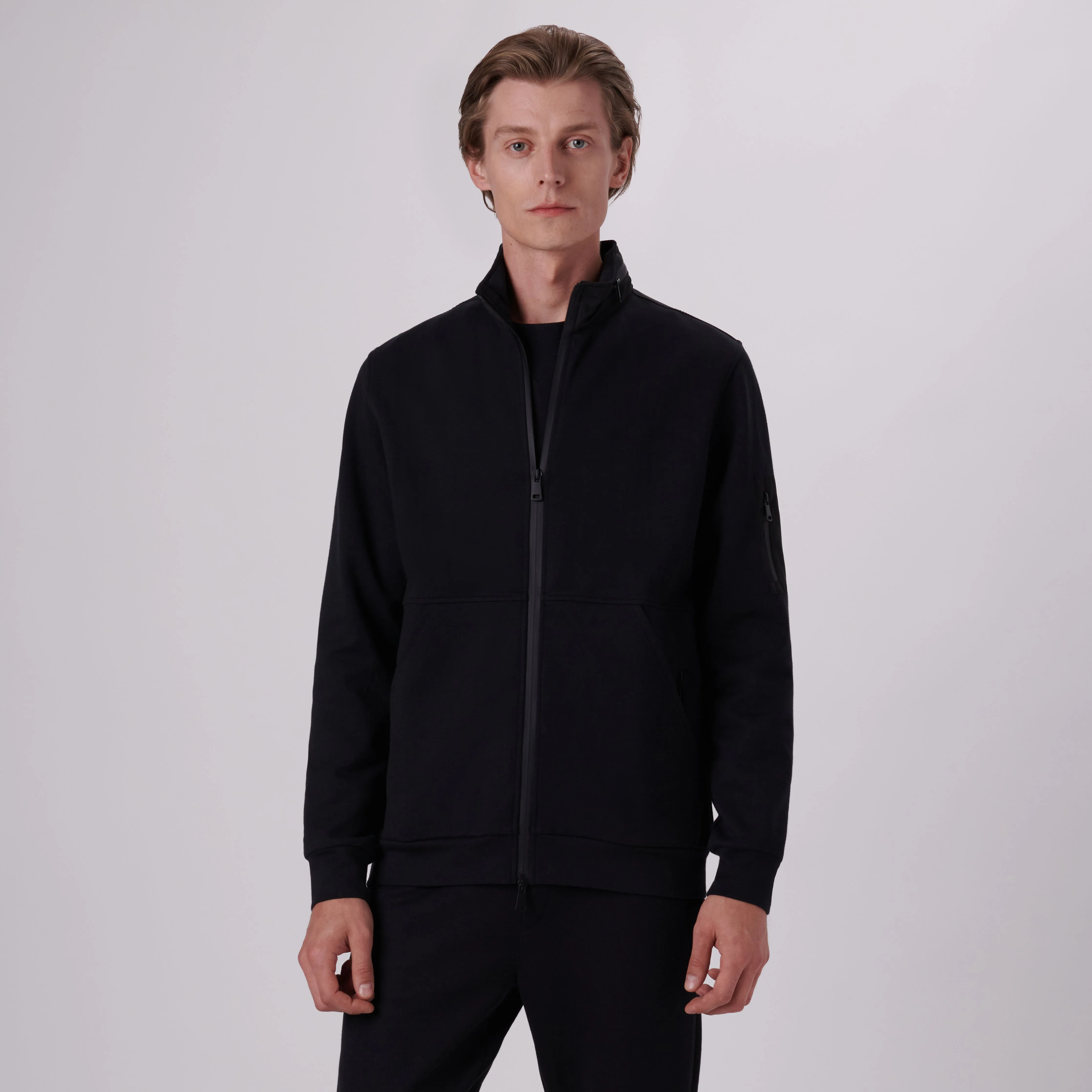 Mock Neck Jacket With Stow-Away Hood