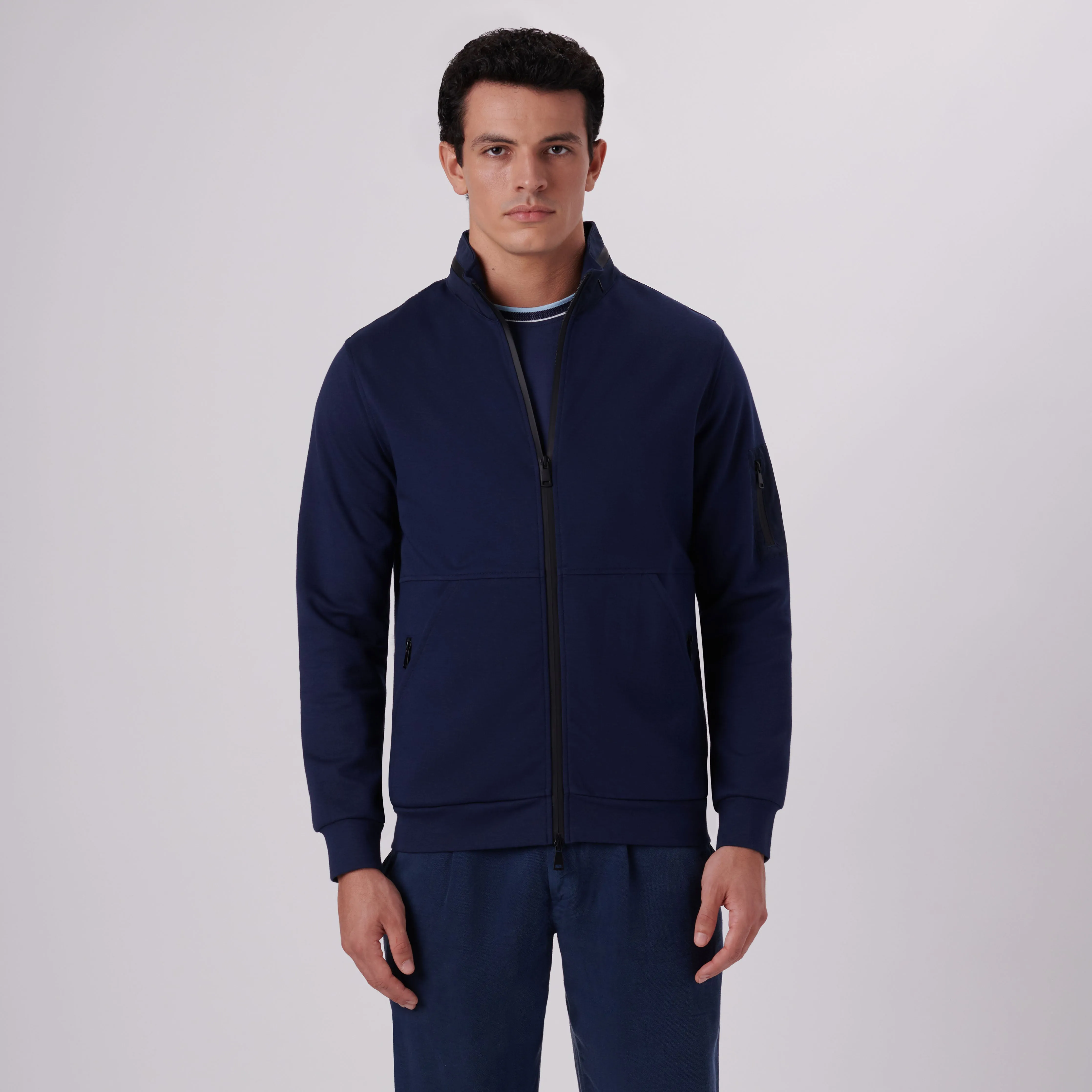 Mock Neck Jacket With Stow-Away Hood