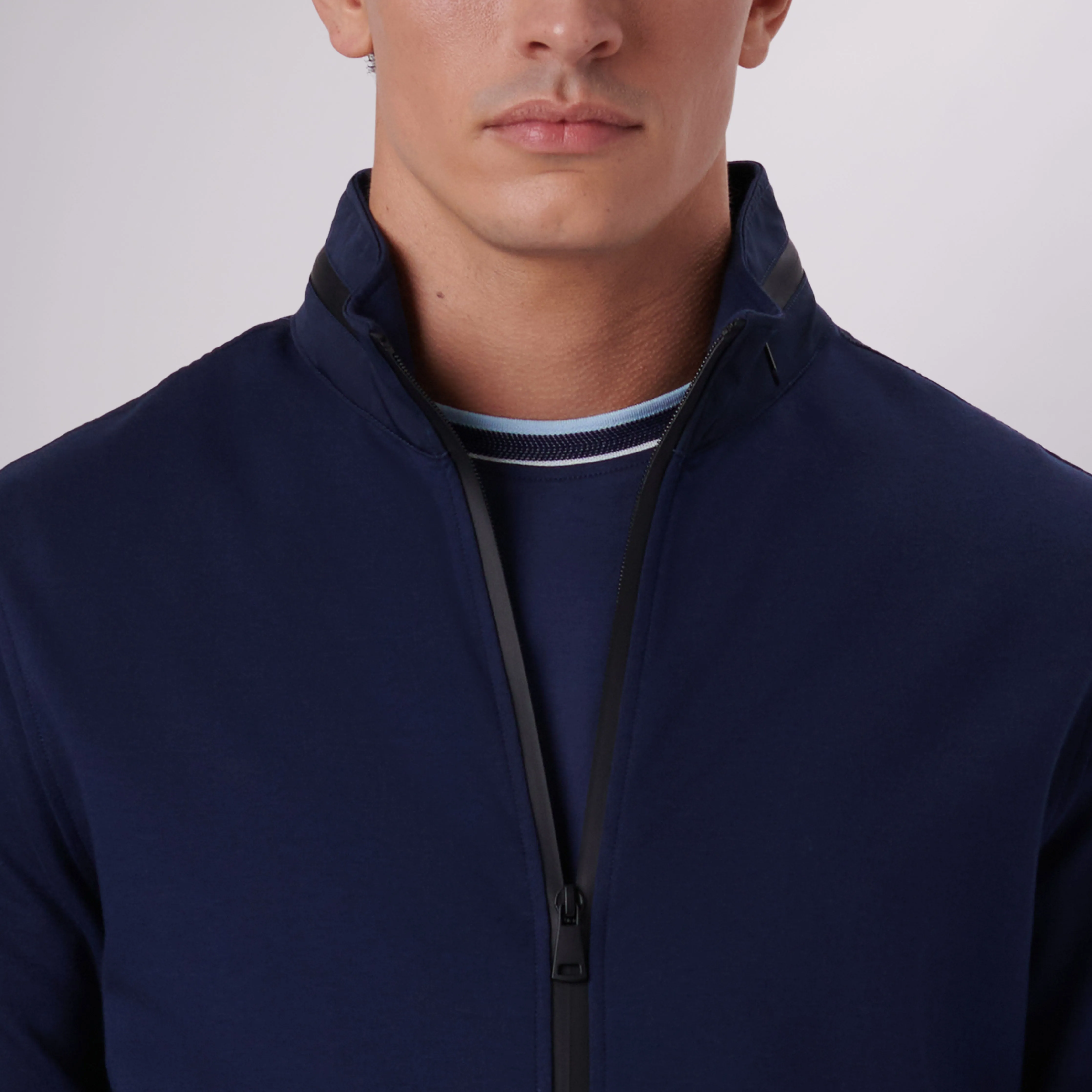 Mock Neck Jacket With Stow-Away Hood