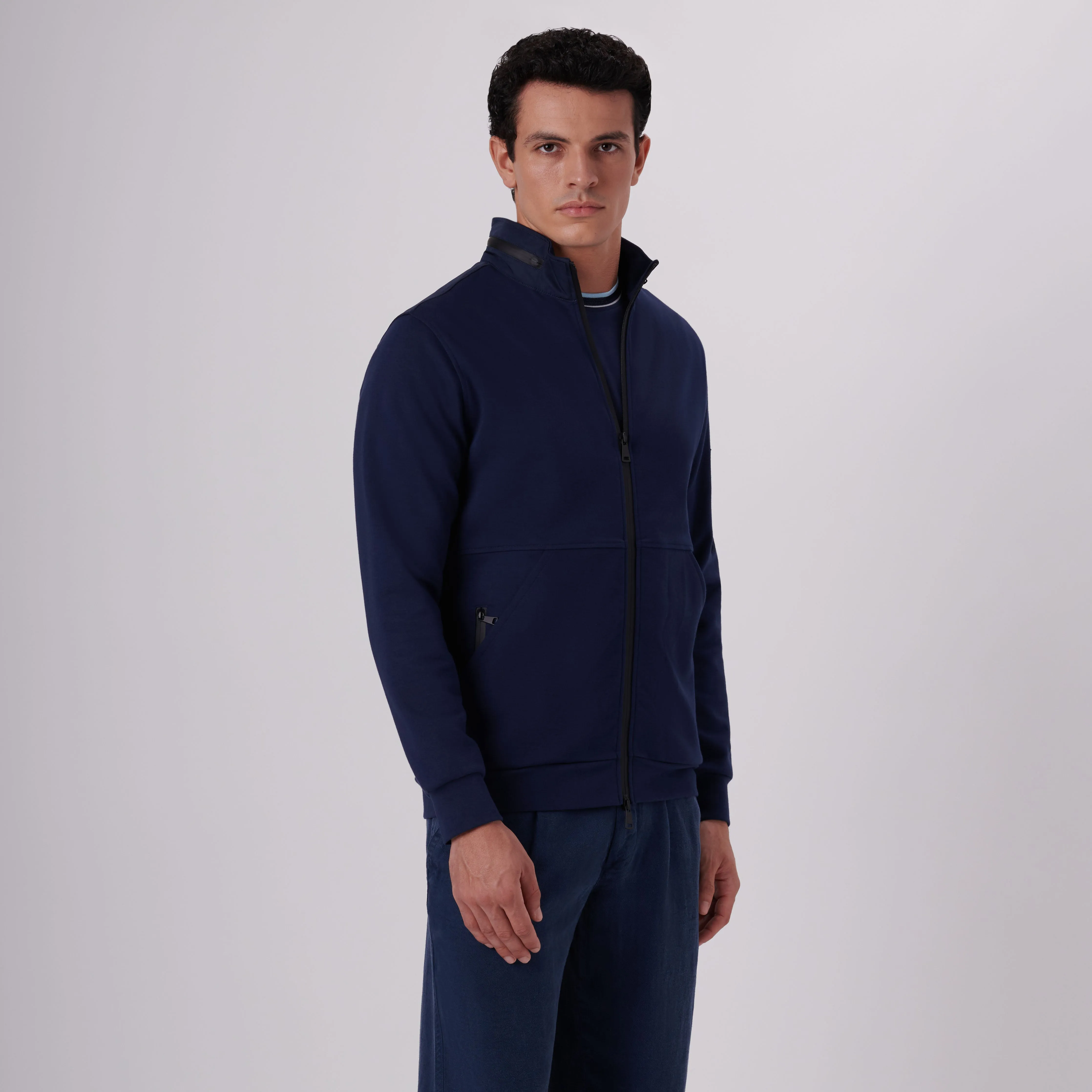 Mock Neck Jacket With Stow-Away Hood