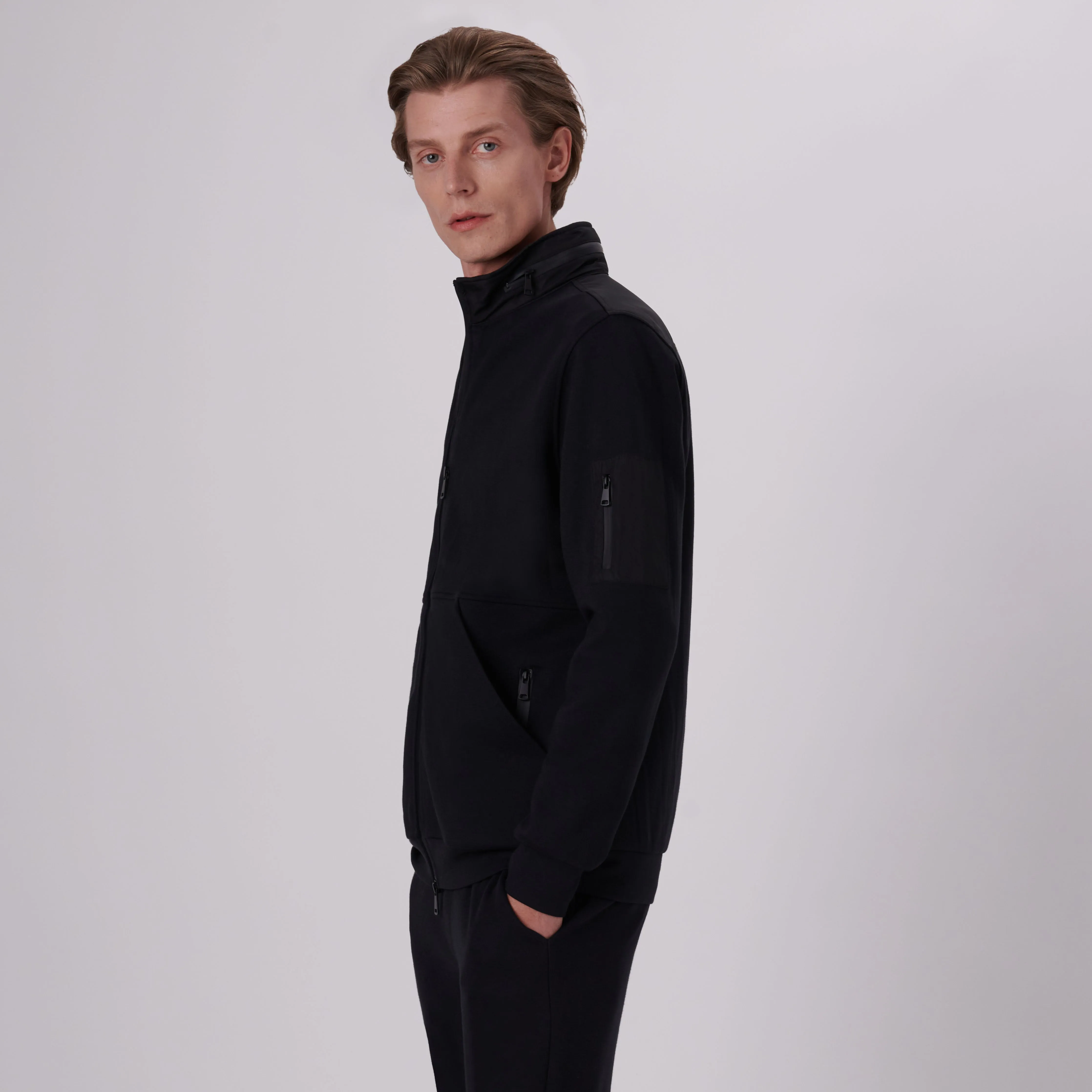 Mock Neck Jacket With Stow-Away Hood