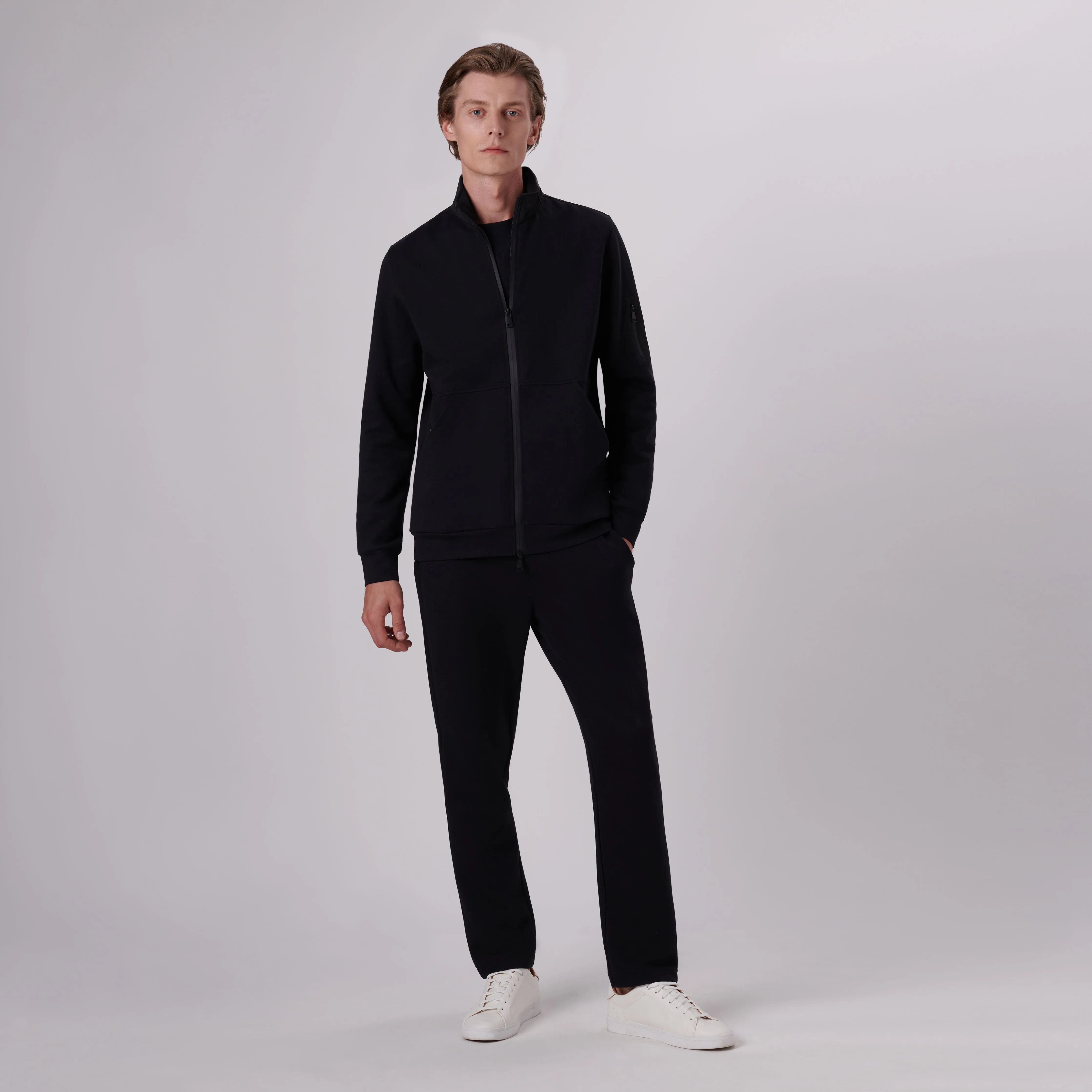 Mock Neck Jacket With Stow-Away Hood