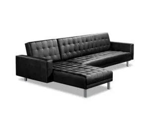 Modular PU Leather Sofa Bed - Black