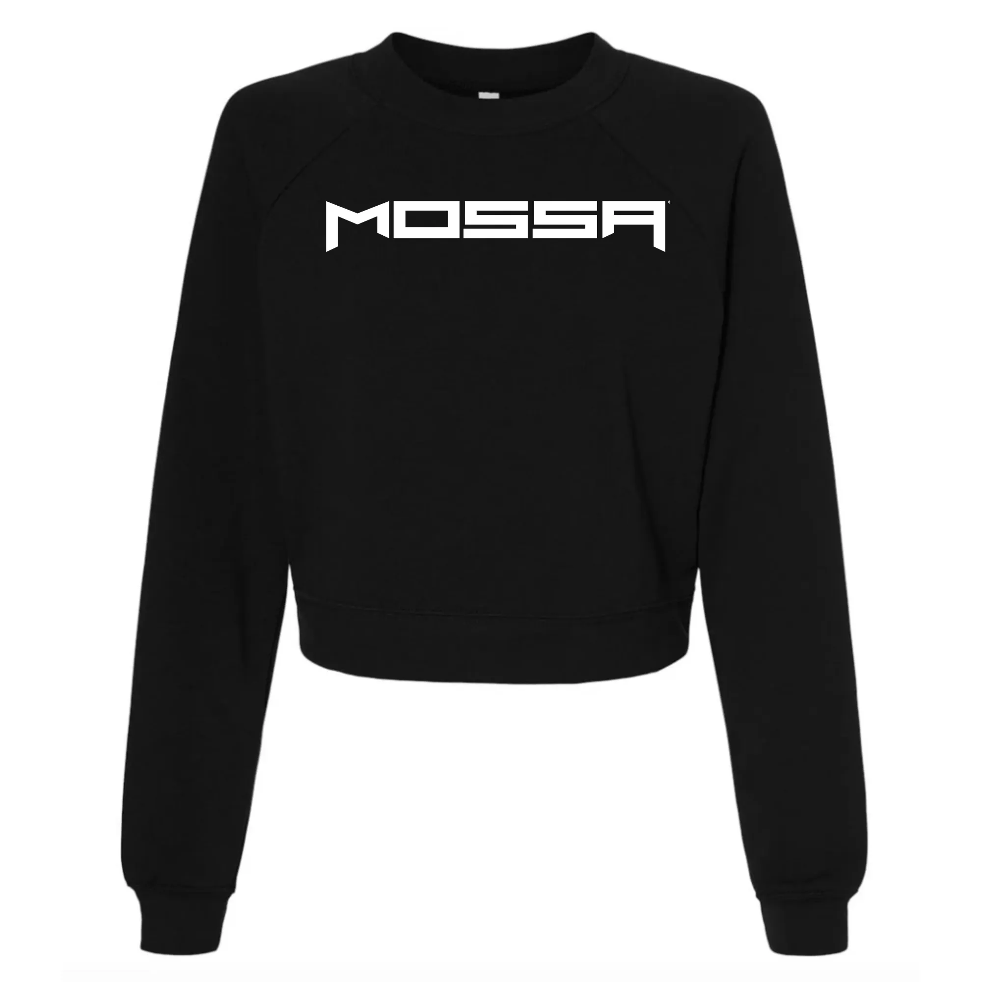 MOSSA Logo Bella   Canvas Cropped Raglan Pullover Fleece