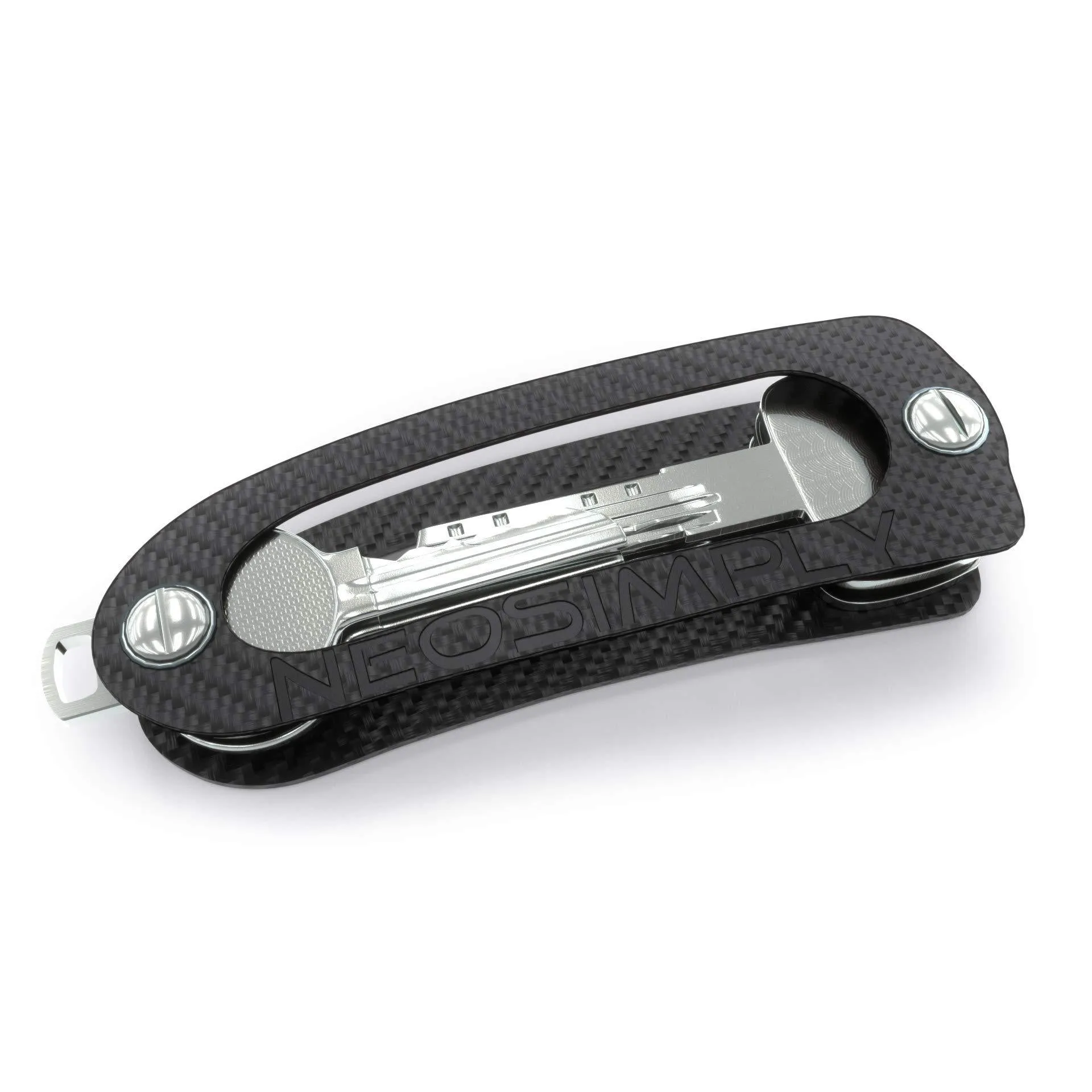 Neosimply - the Ultimate Keychain - Smart Compact Keyring Holder - Key Holder Organizer - Best Minimalist Gadget Tool - Perfect For Anyone With  Keys - Carbon Fiber - Leather Keychain For Car Key