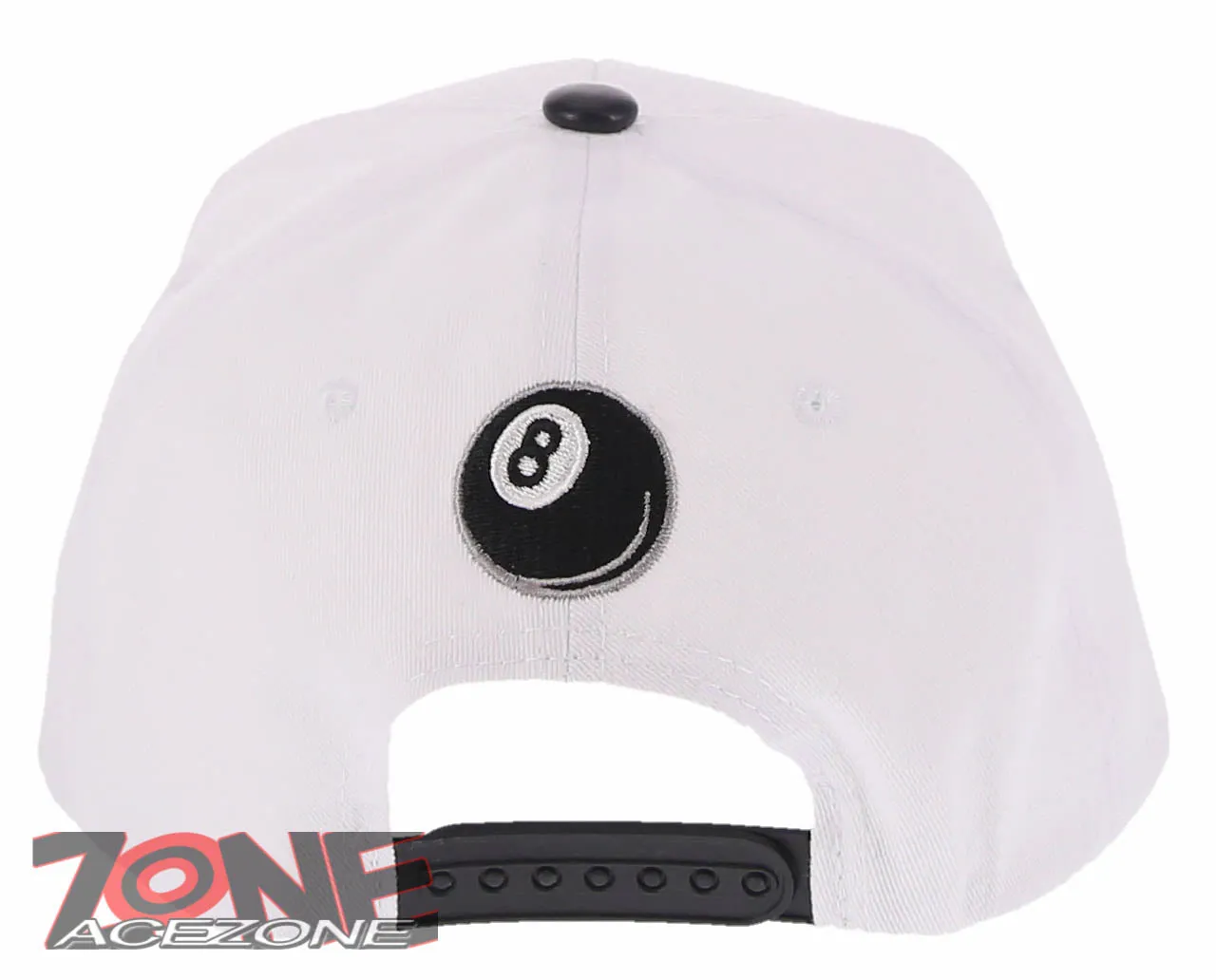 NEW! 8 BALL BLACK FAUX LEATHER VISOR FLAT BILL SNAPBACK BASEBALL CAP HAT WHITE