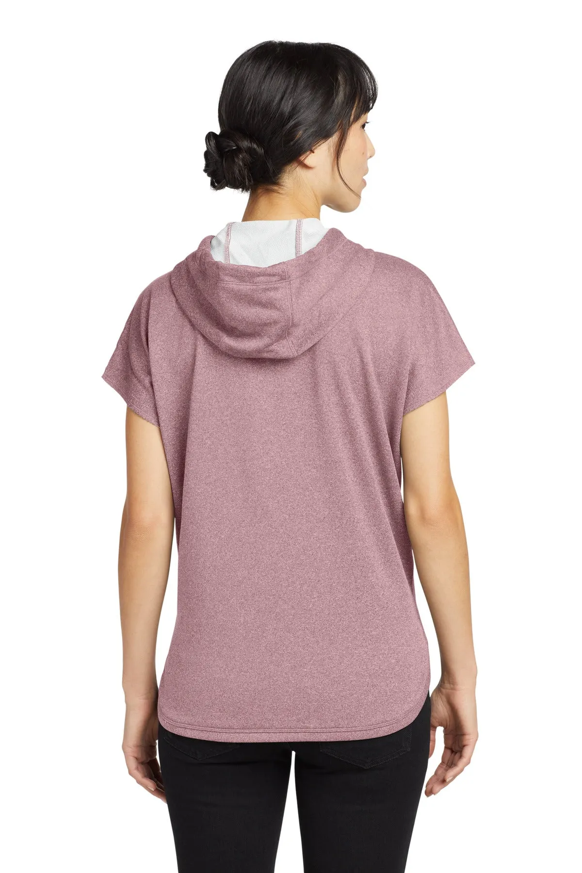 New Era  Women's Performance Terry Short Sleeve Hoodie LNEA533 Dusty Mauve Heather