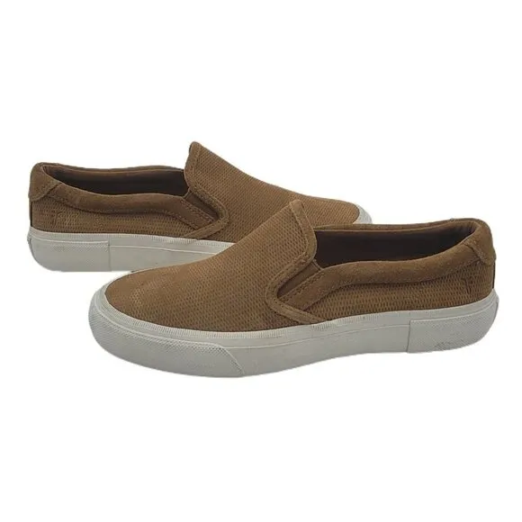 NEW Frye Men's Ludlow Slip On Sneaker Wheat Brown Suede Leather Size 7.5