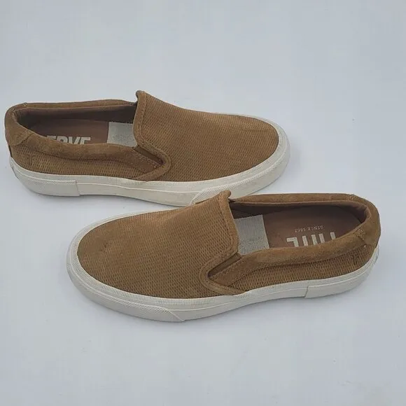 NEW Frye Men's Ludlow Slip On Sneaker Wheat Brown Suede Leather Size 7.5