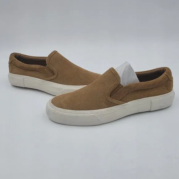 NEW Frye Men's Ludlow Slip On Sneaker Wheat Brown Suede Leather Size 7.5