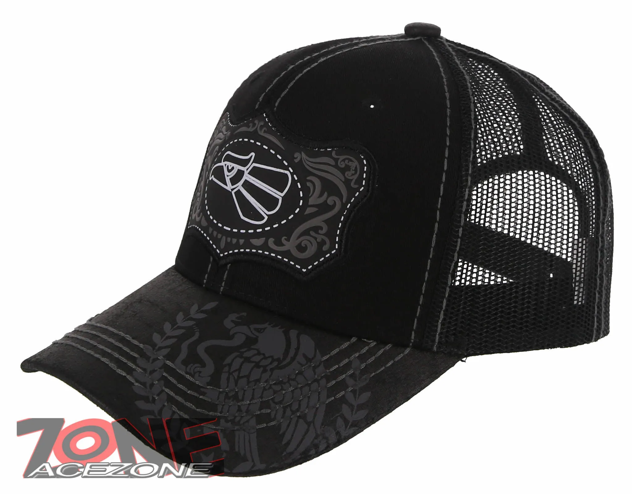 NEW! MEXICAN EAGLE PRIDE AZTEC BIRD TRUCKER SNAPBACK BASEBALL CAP HAT BLACK