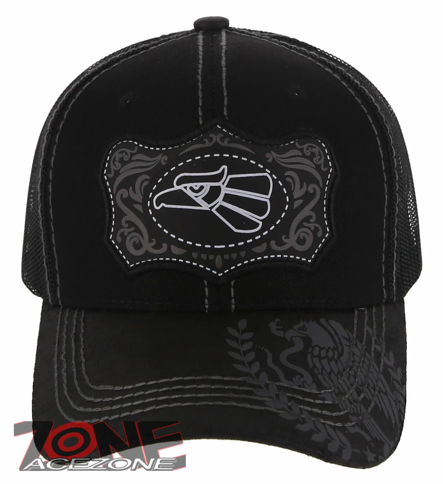 NEW! MEXICAN EAGLE PRIDE AZTEC BIRD TRUCKER SNAPBACK BASEBALL CAP HAT BLACK