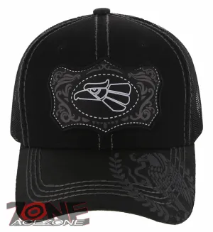 NEW! MEXICAN EAGLE PRIDE AZTEC BIRD TRUCKER SNAPBACK BASEBALL CAP HAT BLACK