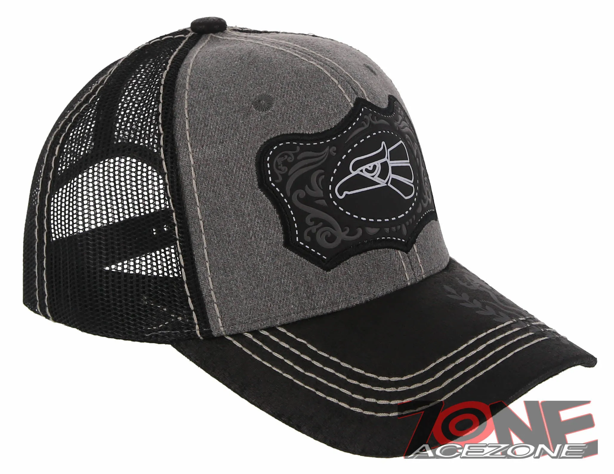 NEW! MEXICAN EAGLE PRIDE AZTEC BIRD TRUCKER SNAPBACK BASEBALL CAP HAT GRAY BLACK