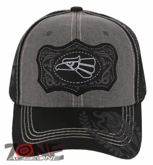 NEW! MEXICAN EAGLE PRIDE AZTEC BIRD TRUCKER SNAPBACK BASEBALL CAP HAT GRAY BLACK