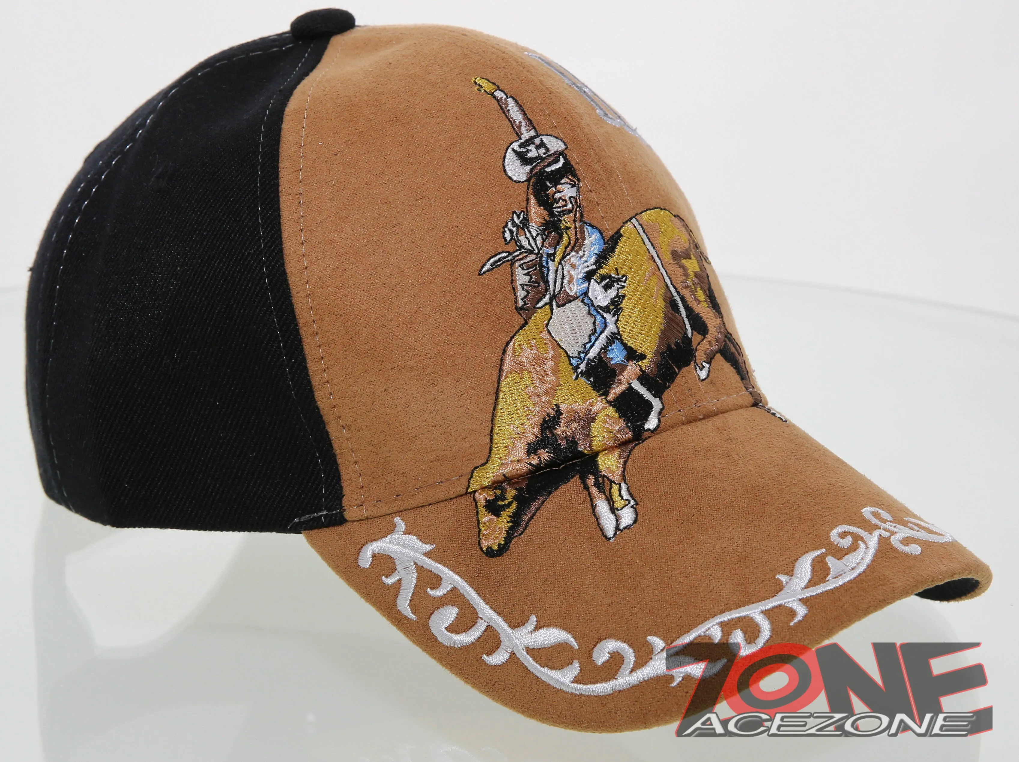 NEW! RODEO COWBOY BULL RIDER YEE FAUX LEATHER CAP HAT BLACK
