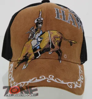 NEW! RODEO COWBOY BULL RIDER YEE FAUX LEATHER CAP HAT BLACK