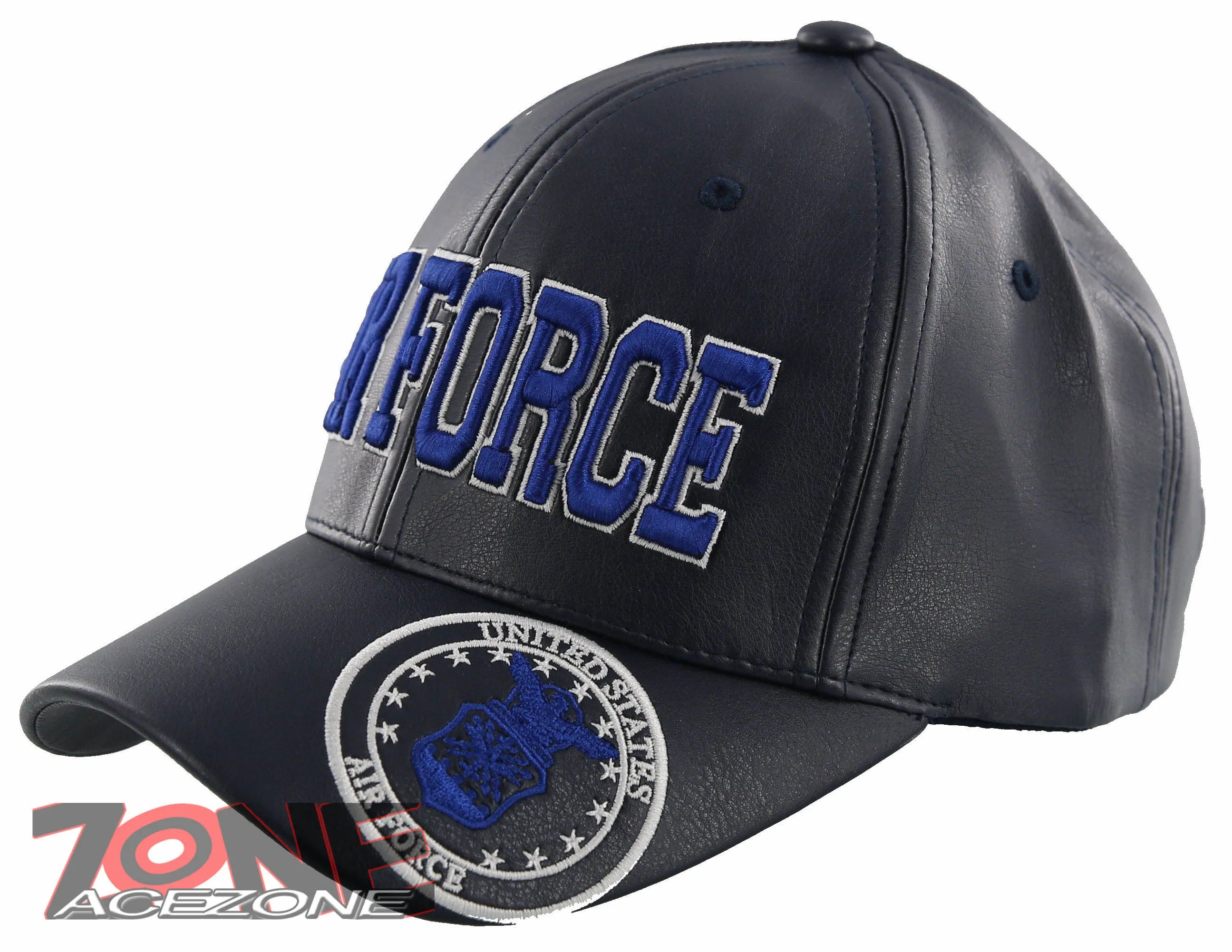 NEW! US AIR FORCE USAF BIG FAUX LEATHER CAP HAT NAVY